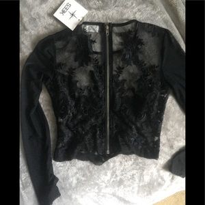 Seek the Label LF Anthropologie embroidered mesh sheer top S